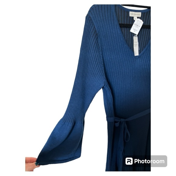 NWT Neiman Marcus midi sweater dress navy/black size Large - Picture 3 of 4